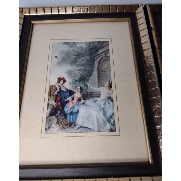 Nicholas Lancret Lithograph Framed Art Prints Vtg France Renaissance Pair READ - Picture 3 of 7